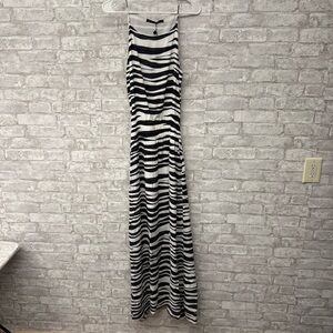 Vix Paula Hermanny Open Back Striped Maxi Dress Women’s Small Black & White NWT‎